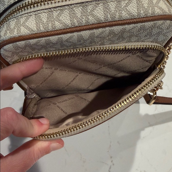 Michael Kors Beige and Brown Monogram Crossbody - Picture 2 of 5